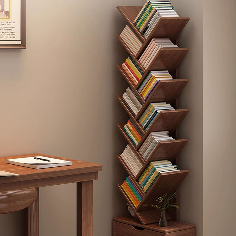 Modern Solid Wood Bookshelf – Eco-Friendly, Rectangular 6/8/10/12-Tier Storage for Home Office