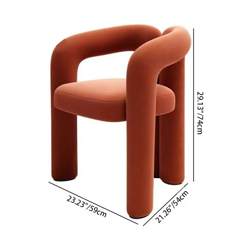 Modern Curved Velvet Vanity Stool with Iron Frame - Armless Design for Bedroom