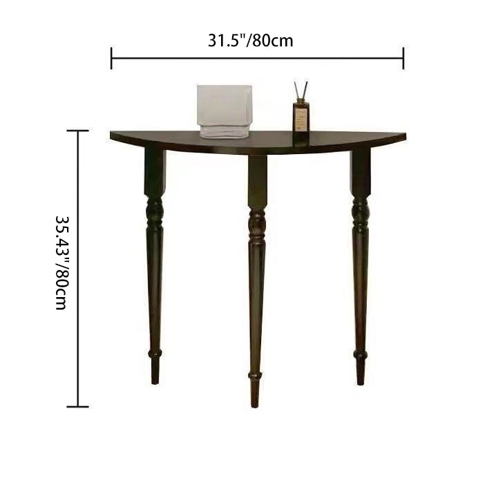 Traditional French Half-Circle Console Table in Solid Pine Wood - Elegant Entryway Accent