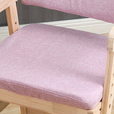 Modern Minimalist Adjustable Kids Chair in Solid Pine Wood with Cotton-Linen Upholstery and Foam Cushion for Bedroom