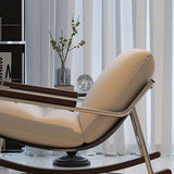 Modern Scandinavian Rocking Chair with Silver-Plated Iron Frame, Corduroy Upholstery, PP Cotton Cushions, and Solid Rubberwood — Ideal for Living Room