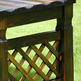 Contemporary Retro Fir Rectangular Outdoor Coffee Table & Chair Set with Lattice Design for Patio