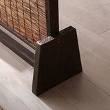 Traditional Chinese Rectangular Reed Room Divider in Solid Pine Wood for Living Room