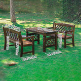 Contemporary Retro Fir Rectangular Outdoor Coffee Table & Chair Set with Lattice Design for Patio
