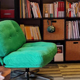 Modern Minimalist Rectangular Corduroy Accent Chair with Steel Frame and Backrest — Armless for Living Room