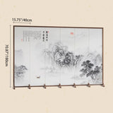 Traditional Chinese-Style Rectangular Fir Wood Room Divider - Solid Wood, Plywood, and Cotton Canvas for Living Room