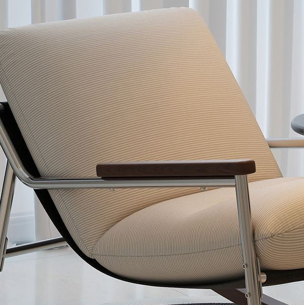 Modern Scandinavian Rocking Chair with Silver-Plated Iron Frame, Corduroy Upholstery, PP Cotton Cushions, and Solid Rubberwood — Ideal for Living Room