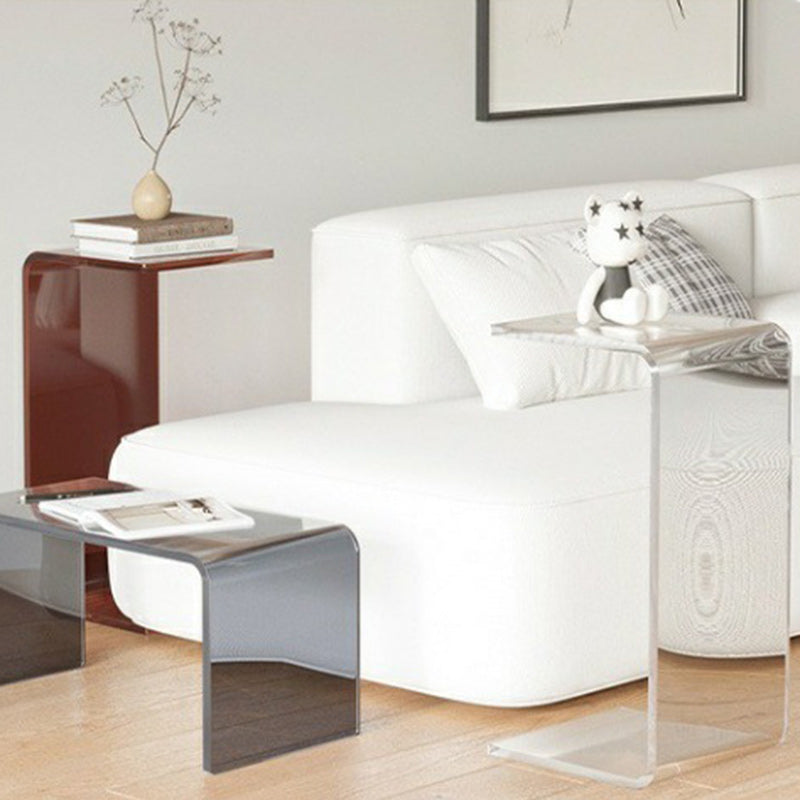 Sleek Modern Minimalist Rectangular Acrylic Side Table for Living Room