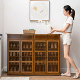 Traditional Rustic Rectangular Bamboo MDF Shoe Storage Cabinet – 2-Cabinet Entryway Organizer