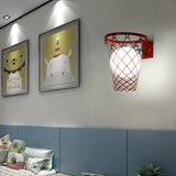 Modern Art Deco Kids' Iron & Glass Basketball Hoop Wall Sconce Lamp – 1-Light Bedroom Lighting
