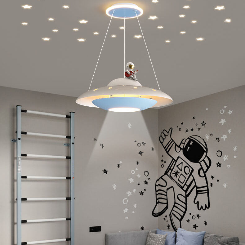 Modern Creative Flying Saucer LED Chandelier for Kids — Space Astronaut Theme