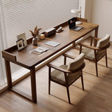 Traditional Rustic Rectangular Wood Desk with Two-Leg Frame for Home Office