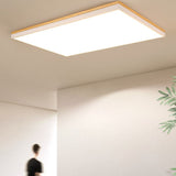 Nordic Solid Wood LED Flush-Mount Ceiling Light — Minimalist Square/Rectangular Design