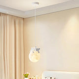 Modern Resin Rabbit Moon 1-Light Pendant Light for Kids' Rooms & Living Rooms