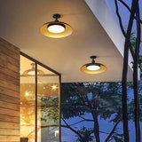 Contemporary Scandinavian Round Carbonized Steel 1-Light Semi-Flush Ceiling Light, Waterproof for Outdoor Patio