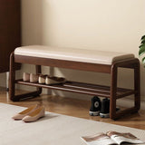 Sleek Contemporary Scandinavian Rectangular Solid-Wood Shoe Storage with 1 Shelf - Entryway Organizer