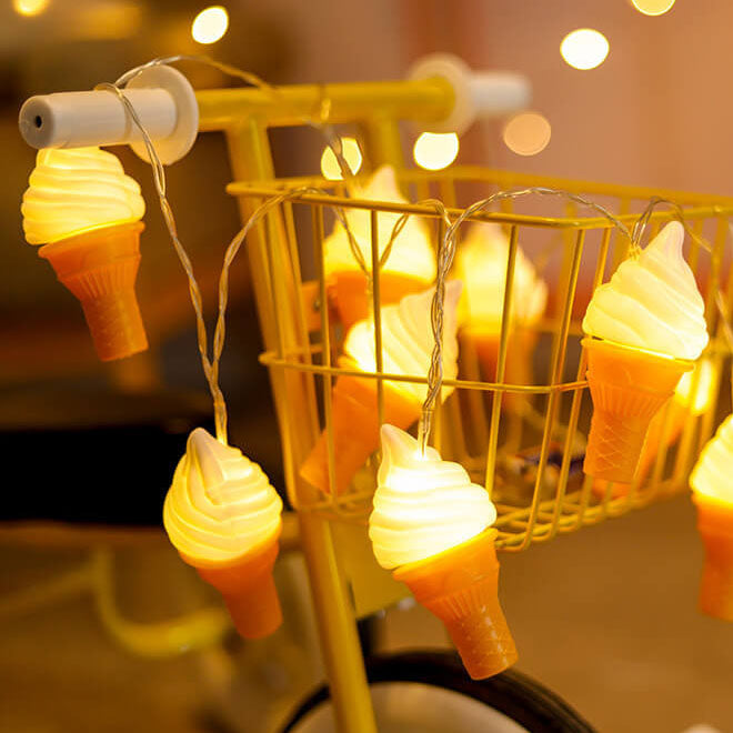 Modern Creative Ice Cream LED String Lights for Kids - USB-Powered Decoration