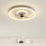 Nordic Minimalist Round Hidden-LED Flush-Mount Ceiling Fan Light