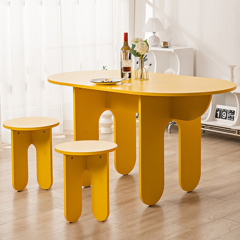 Sleek Modern Minimalist Oval Density-Plate Dining Table & Chair Set for Dining Room