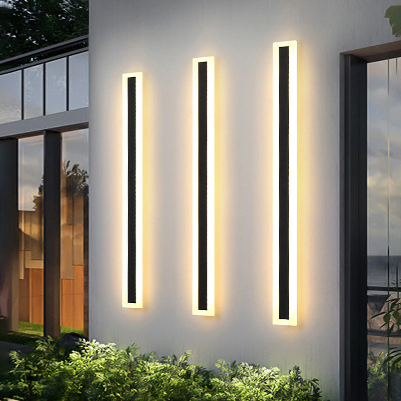 Modern Minimalist Long Rectangular LED Wall Sconce in Aluminum and Acrylic – Outdoor Garden Lighting