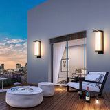 Modern Minimalist Solar LED Outdoor Wall Sconce – Rectangular Stainless Steel & Acrylic, Waterproof Patio Lighting