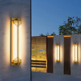Traditional Chinese-Style Waterproof LED Outdoor Wall Sconce Lamp – Rectangular Stainless Steel Glass for Patio