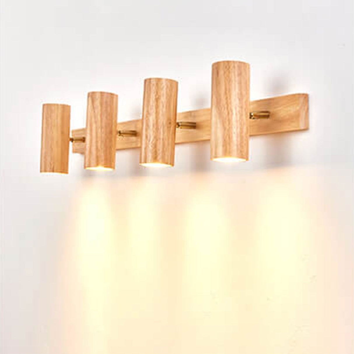 Modern Minimalist Wood Track Spotlight Wall Sconce - 1, 2, or 3 Light Heads