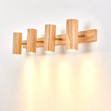 Modern Minimalist Wood Track Spotlight Wall Sconce - 1, 2, or 3 Light Heads