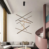 Nordic Luxury LED Chandelier in Iron & Aluminum with Geometric Line Design