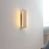 Japanese Minimalist Log-Style Rectangular LED Wall Sconce Lamp with Rotatable Flat Panel