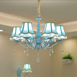 Elegant Modern Cone Iron Crystal Fabric Chandelier – 5/6/8-Light Options