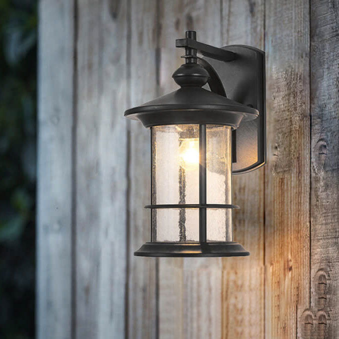 Industrial Vintage Bubble Glass Column Wall Sconce – 1-Light Outdoor Waterproof Lamp