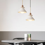 Nordic Minimalist White Cement 1-Light Tapered Pendant Lamp