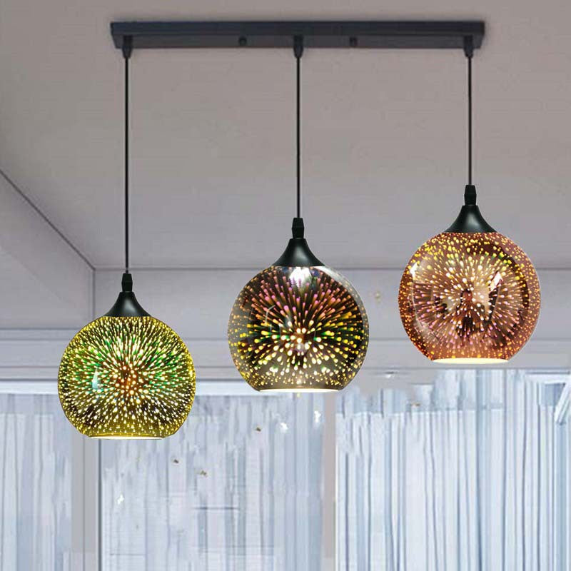 Modern Creative 3D Colorful Fireworks Glass Dome Island Light Chandelier - 2/3-Light
