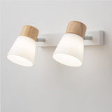 Modern Minimalist Horn-Accented Vanity Wall Sconce Lamp - Rubber Wood, Iron & Glass, One-Light