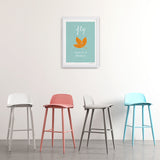 Sleek Modern Minimalist Rectangular Carbon Steel Bar Stool with Plastic Backrest for Dining Room