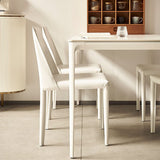 Modern Minimalist Rectangular Rock-Slab Aluminum Alloy Dining Table & Chair Set for 4
