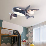 Nordic-Style Kids Cartoon Airplane LED Flush Mount Ceiling Light - Wrought Iron