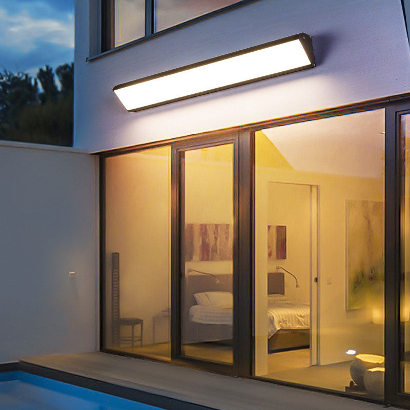 Modern Industrial Waterproof LED Wall Sconce with Rectangular Aluminum Frame and Acrylic Panel for Outdoor Patio