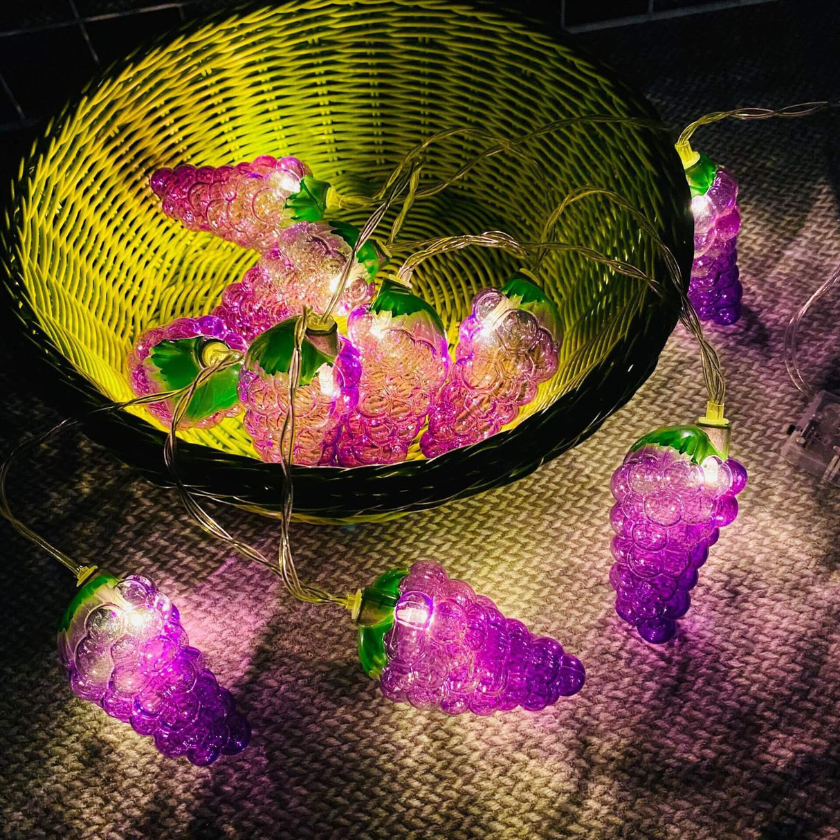 Fruit Grape LED String Lights - Battery & USB Powered Decorative Lights