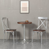 Contemporary Industrial PU Leather, Wood & Iron Dining Chair & Table Set with Square X-Back for Dining Room