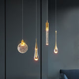 Contemporary Scandinavian Water-Drop Crystal LED Chandelier – Iron & Aluminum for Bedroom