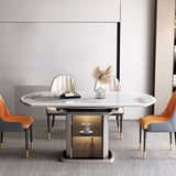 Nordic Contemporary Elliptical Wood-Glass Dining Table with 4-Chair Set