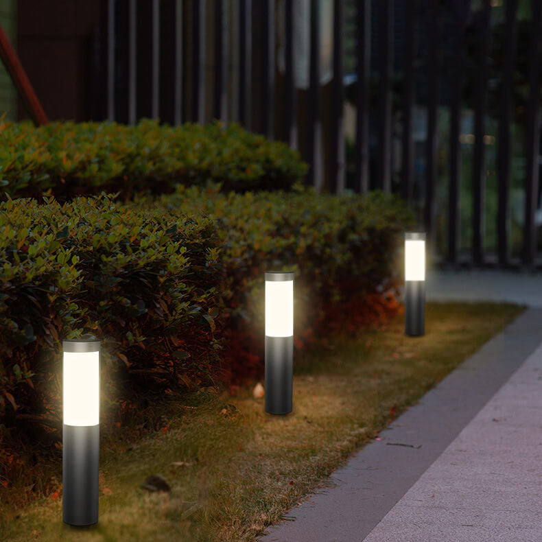 Modern Stainless Steel Cylindrical Solar LED Ground Light for Outdoor Lawn & Garden – Waterproof Landscape Light