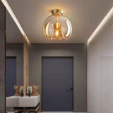 Elegant Nordic Luxury Round Glass Ball 1-Light Semi-Flush Mount Ceiling Light
