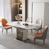 Nordic Contemporary Elliptical Wood-Glass Dining Table with 4-Chair Set