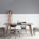 Nordic Contemporary Rectangular Ash Wood Slab Dining Table & Chairs Set - Seats 4-6