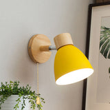 Modern Minimalist 1-Light Wall Sconce Lamp in Solid Macaron Color with Iron & Wood Finish
