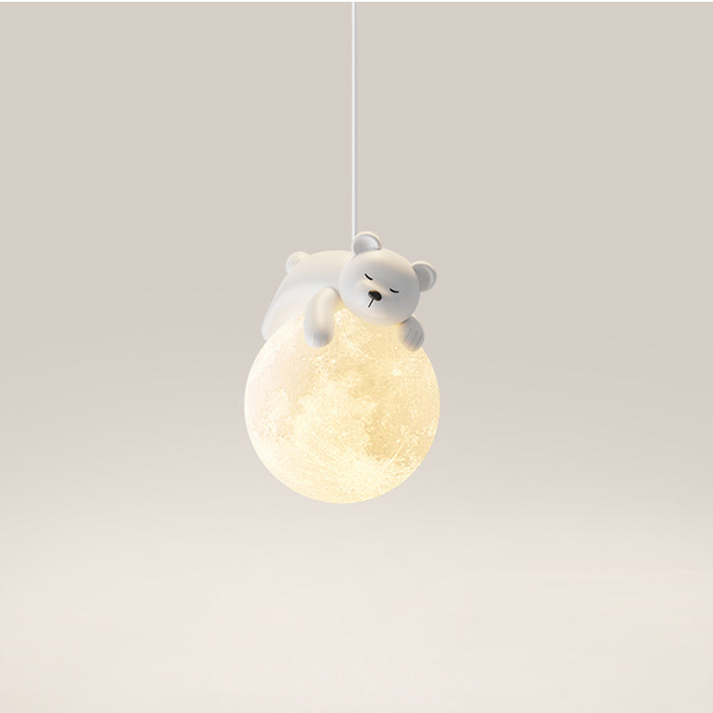 Modern Resin Rabbit Moon 1-Light Pendant Light for Kids' Rooms & Living Rooms