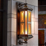 Traditional Chinese-Style Waterproof Aluminum Glass Cylinder Wall Sconce Lamp – 1/2 Light Outdoor Patio
